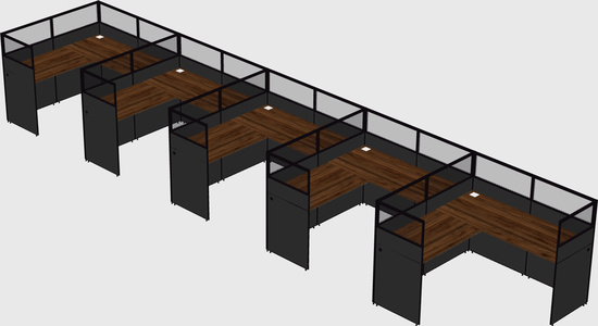 Shared l-shaped cubicle