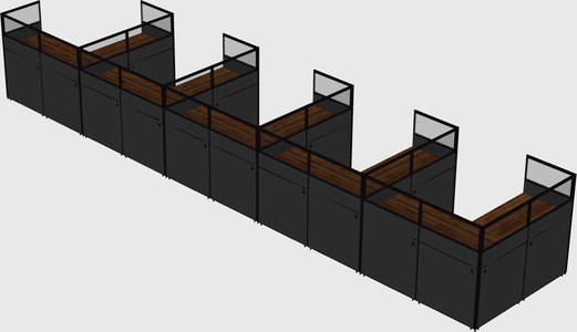 Shared l-shaped cubicle