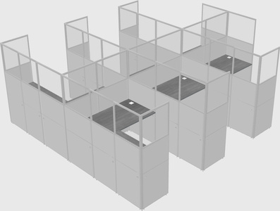 Shared l-shaped cubicle