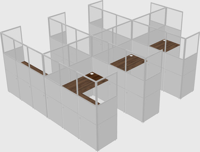 Shared l-shaped cubicle