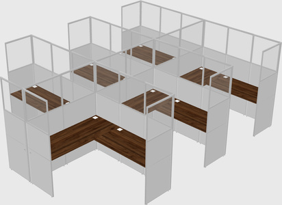 Shared l-shaped cubicle