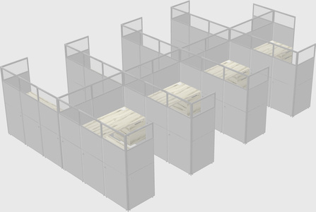 Shared l-shaped cubicle