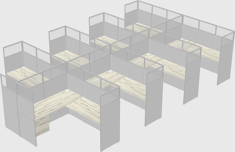 Shared l-shaped cubicle