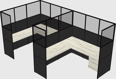 Shared l-shaped cubicle