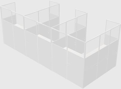 Shared l-shaped cubicle