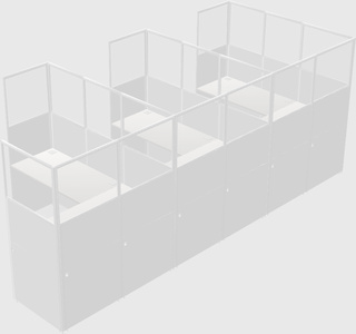 Shared l-shaped cubicle