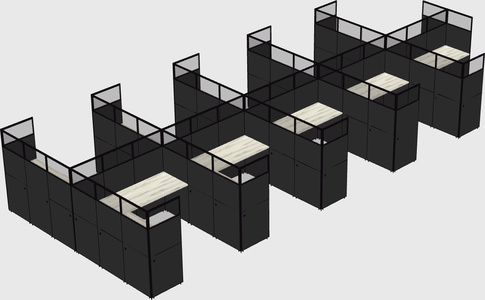 Shared l-shaped cubicle