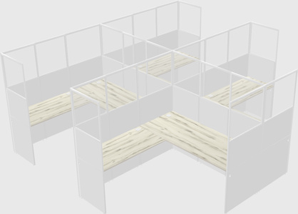 Shared l-shaped cubicle