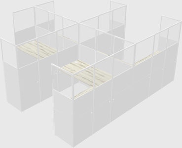 Shared l-shaped cubicle