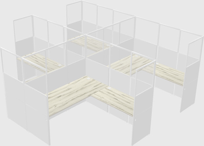 Shared l-shaped cubicle