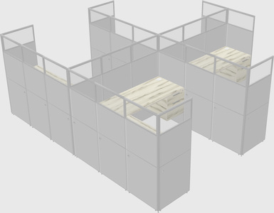 Shared l-shaped cubicle