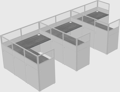 Shared l-shaped cubicle