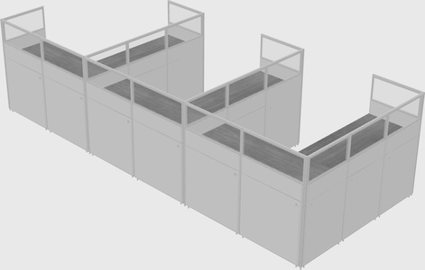 Shared l-shaped cubicle