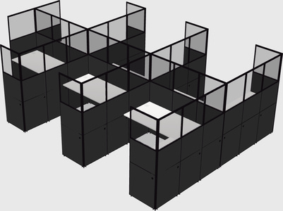 Shared l-shaped cubicle