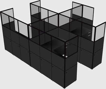 Shared l-shaped cubicle