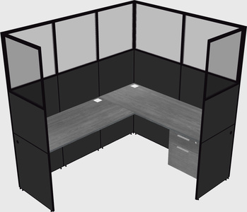 Nakabahaging l-shaped na cubicle