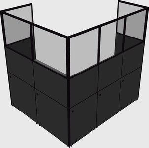 Nakabahaging l-shaped na cubicle