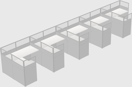 Shared l-shaped cubicle