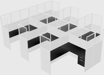 Shared l-shaped cubicle