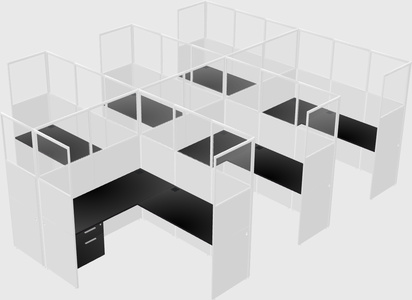 Shared l-shaped cubicle