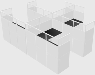 Shared l-shaped cubicle