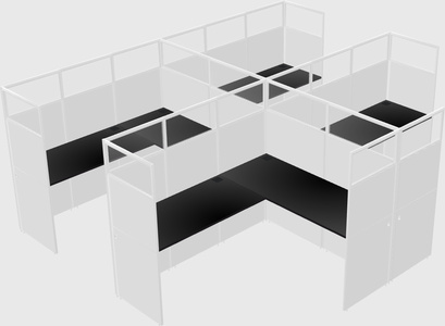 Shared l-shaped cubicle