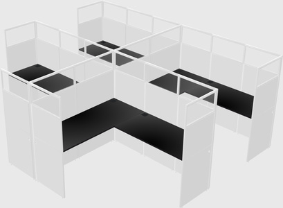 Shared l-shaped cubicle
