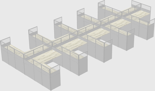 Shared l-shaped cubicle