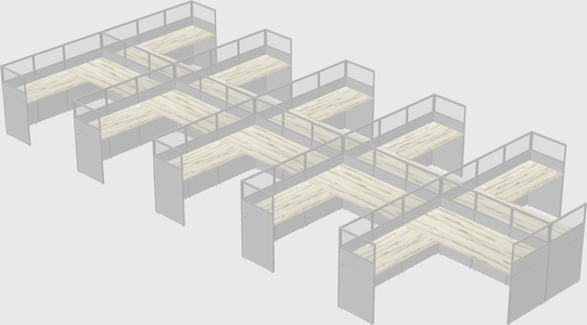 Shared l-shaped cubicle