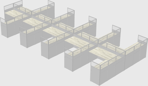 Shared l-shaped cubicle