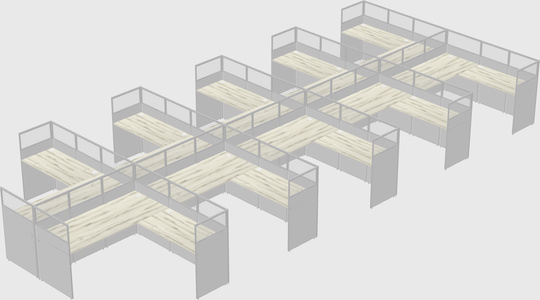 Shared l-shaped cubicle