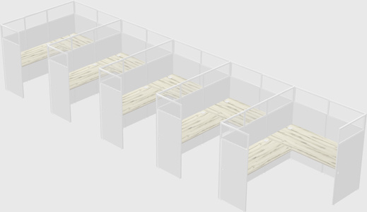 Shared l-shaped cubicle
