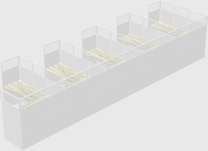 Shared l-shaped cubicle