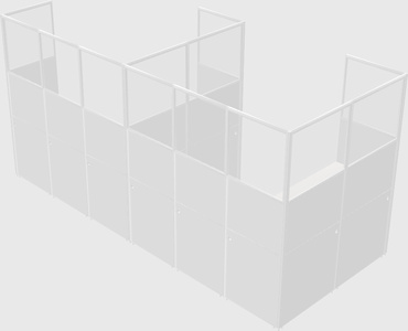 Shared l-shaped cubicle