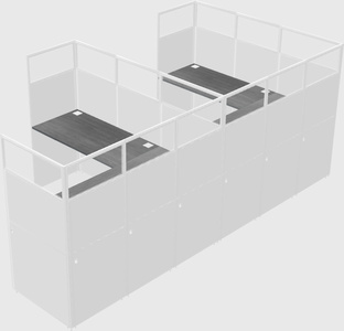 Shared l-shaped cubicle