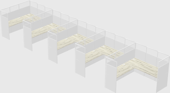 Shared l-shaped cubicle