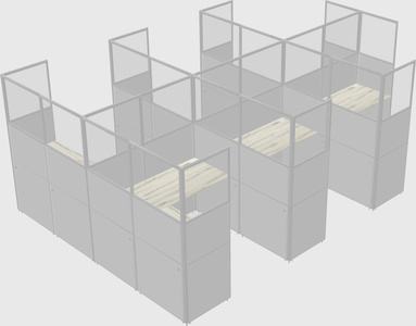 Shared l-shaped cubicle