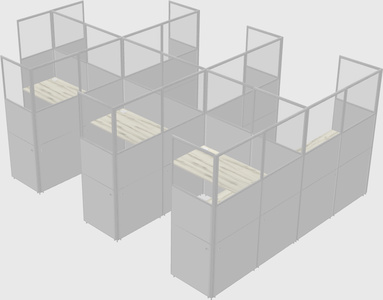 Shared l-shaped cubicle