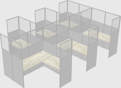 Shared l-shaped cubicle
