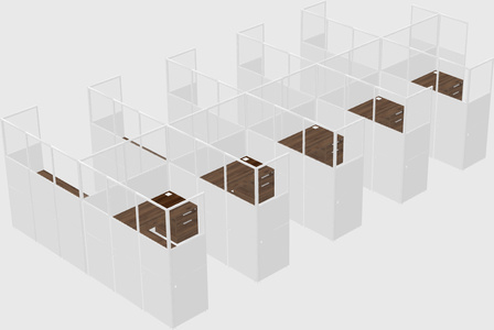 Shared l-shaped cubicle