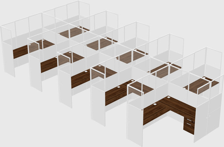 Shared l-shaped cubicle