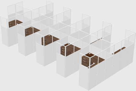 Shared l-shaped cubicle