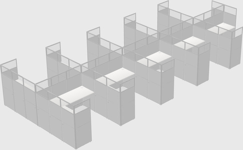 Shared l-shaped cubicle
