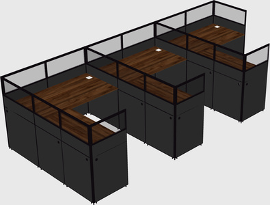 Shared l-shaped cubicle