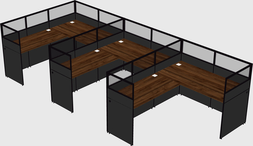 Shared l-shaped cubicle