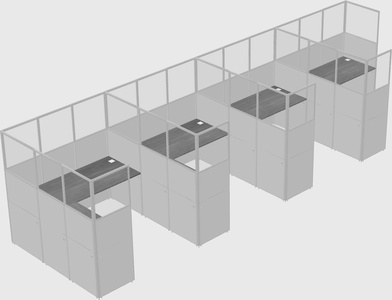 Shared l-shaped cubicle