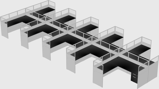 Shared l-shaped cubicle