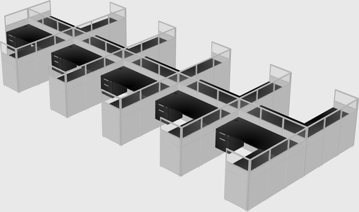 Shared l-shaped cubicle