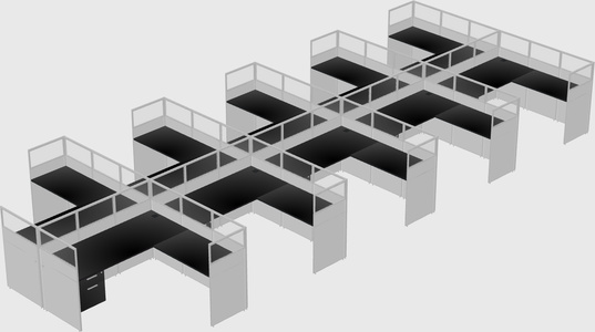 Shared l-shaped cubicle