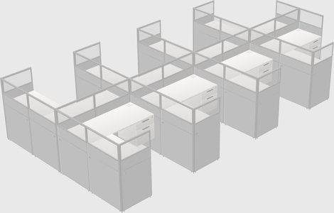 Shared l-shaped cubicle